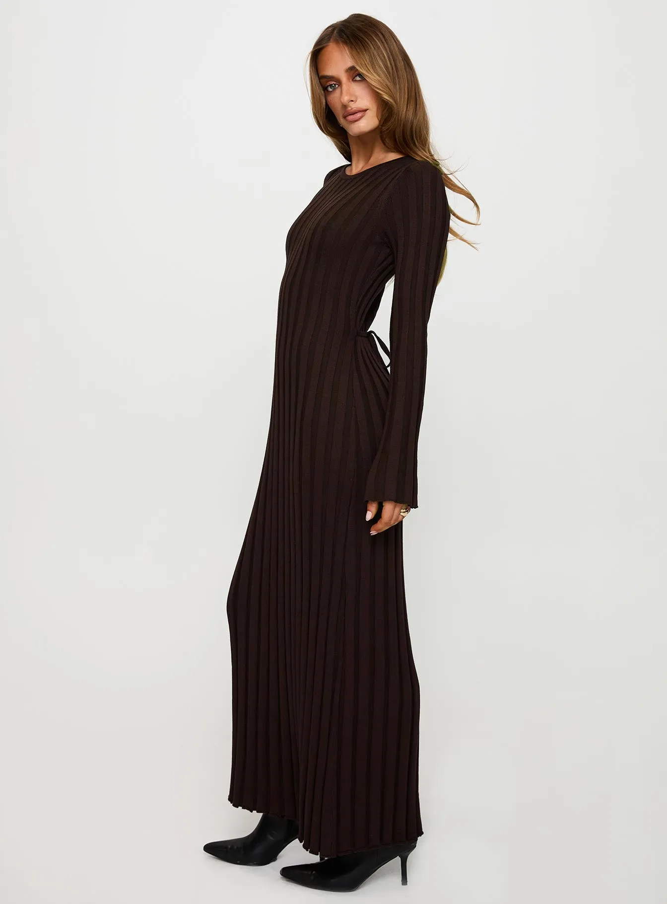 Vespa Long Sleeve Maxi Dress Brown Urban Line
