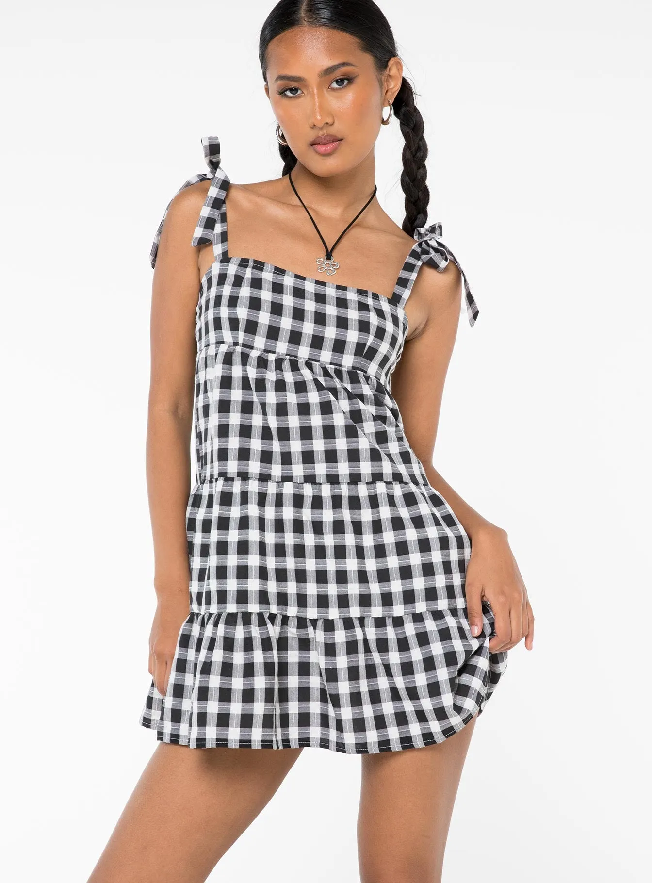 Sporty Comfort Lilah Gingham Mini Dress Black / White