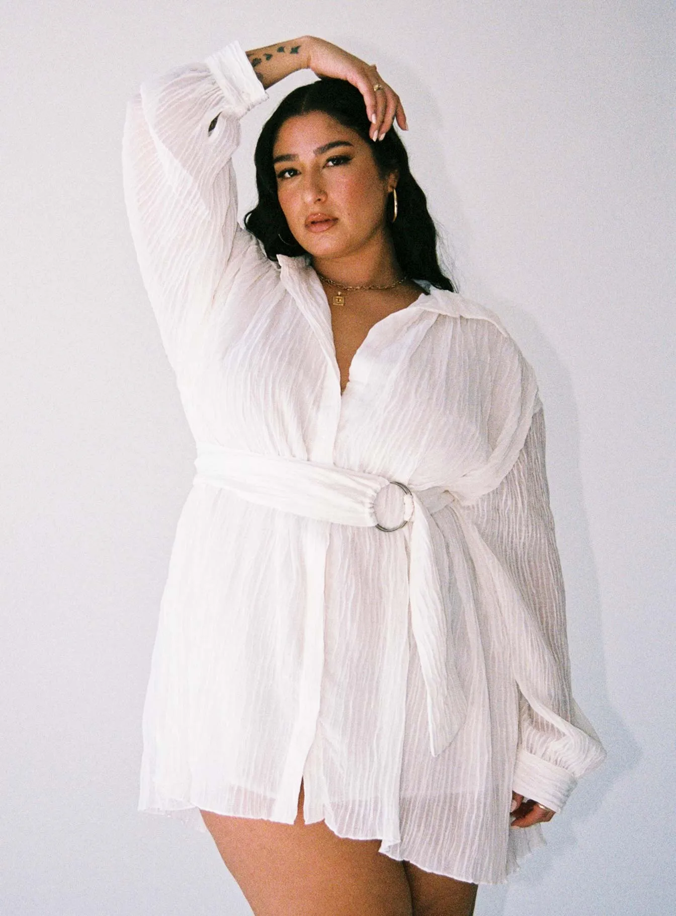 Tune In Shirt Dress White Curve Classic Layers