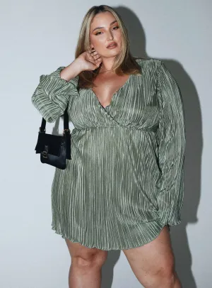 Elegant Vibe Summer Air Cindie Mini Dress Green Curve