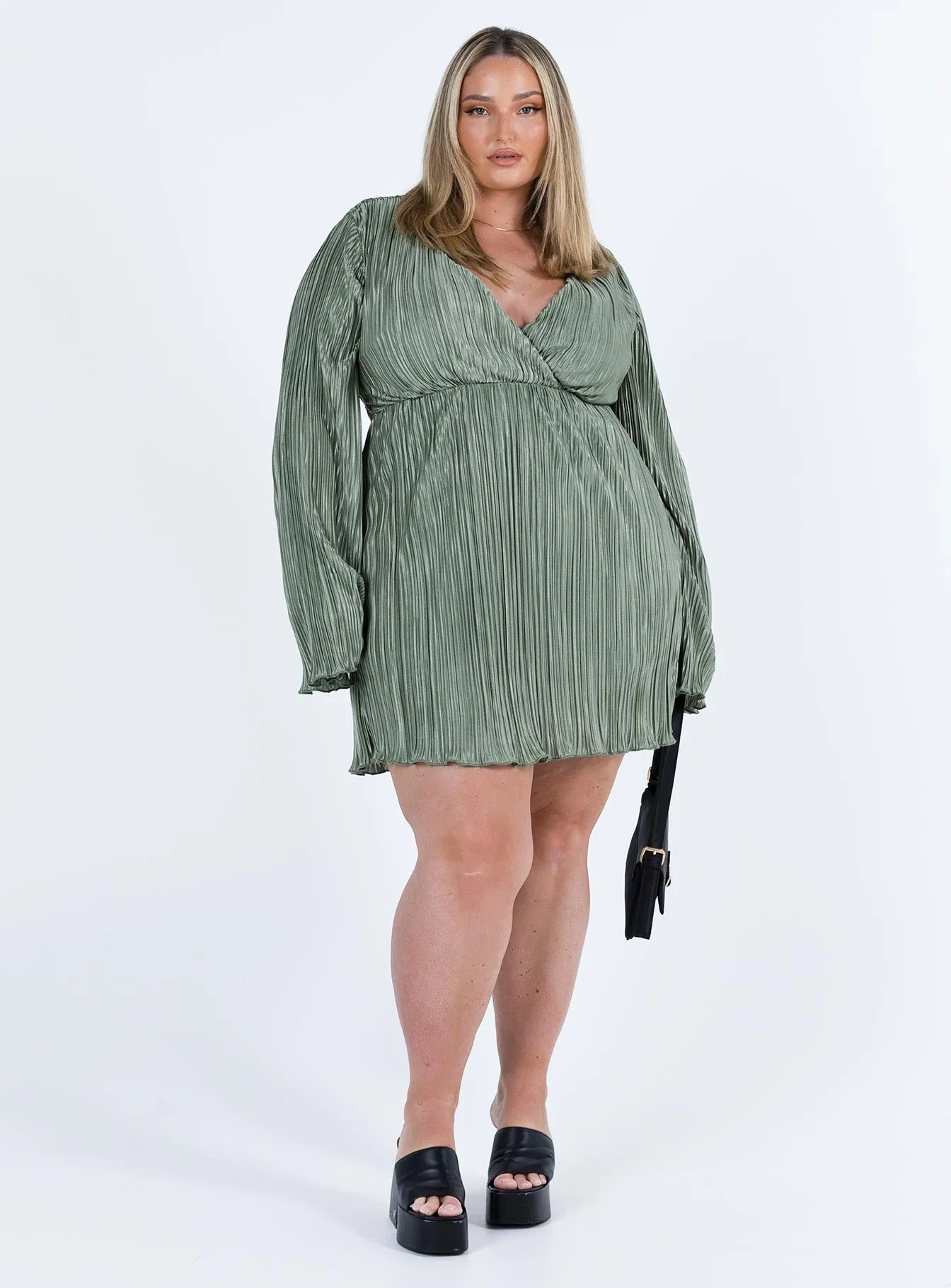 Smart Fabric Dance Night Cindie Mini Dress Green Curve