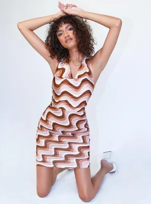 Bliss Mini Dress Brown Multi Skin Tone