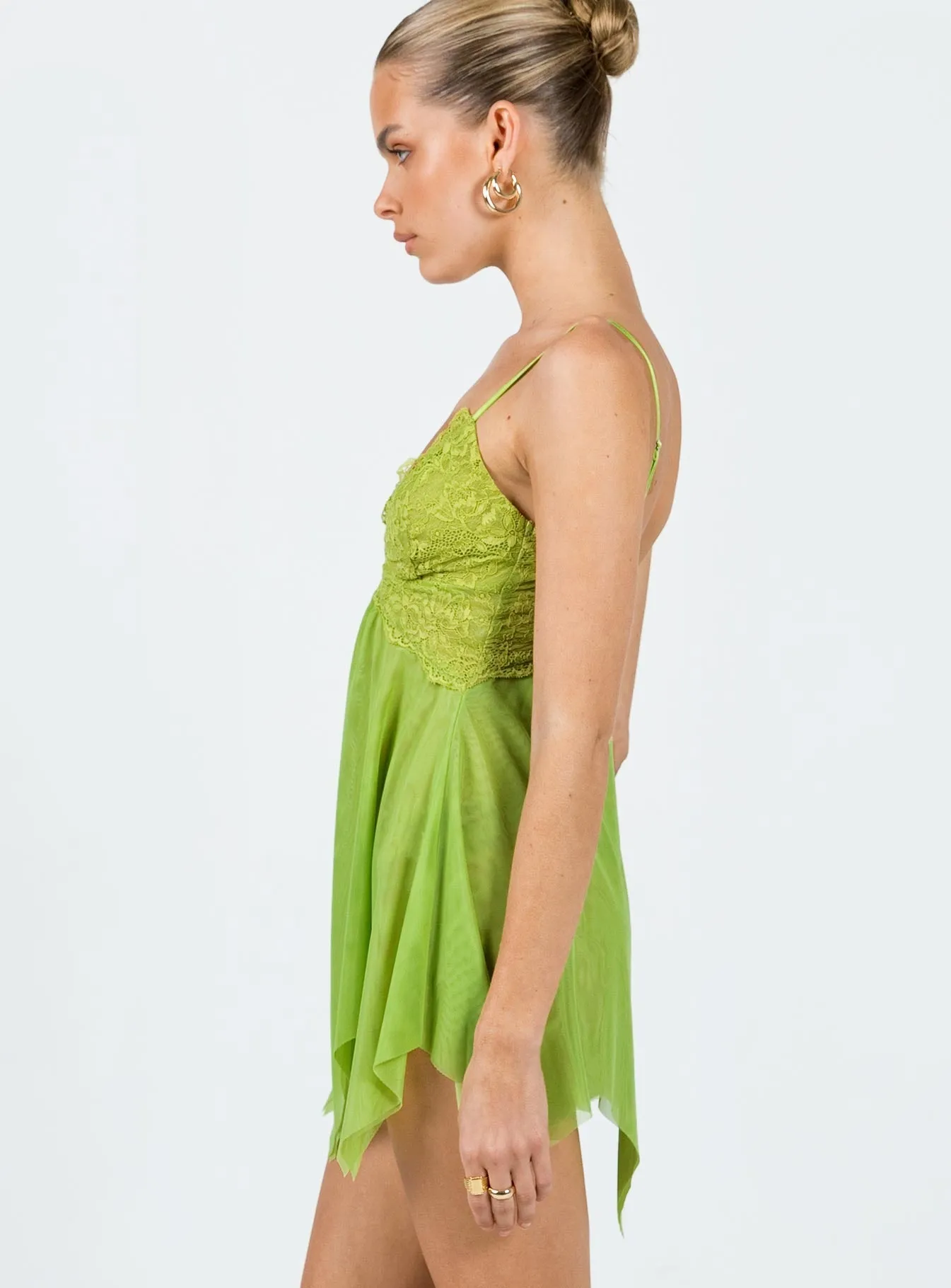 Contrast-Panel Tinker Mini Dress Green