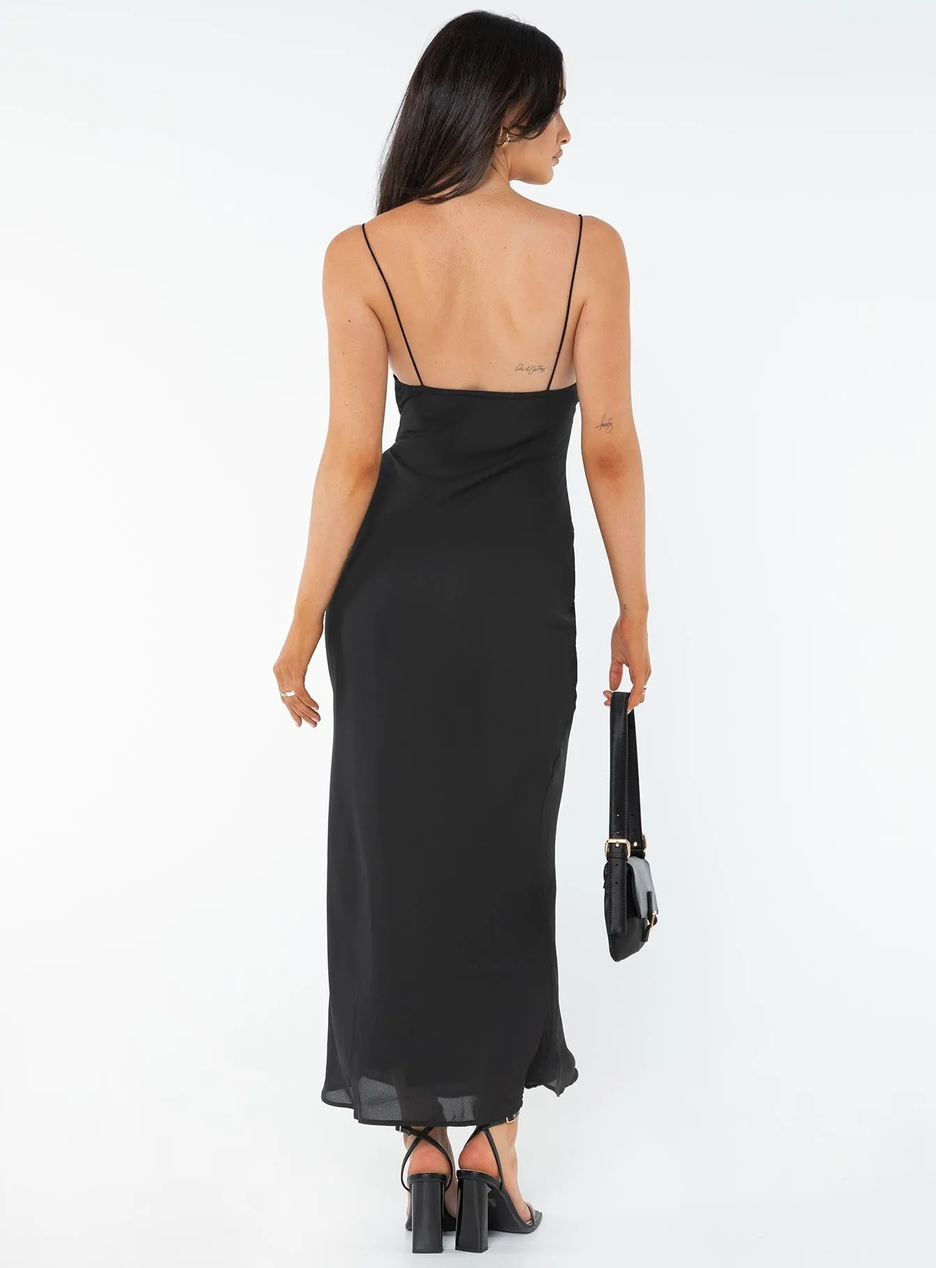 Tramell Maxi Dress Black High Hemline