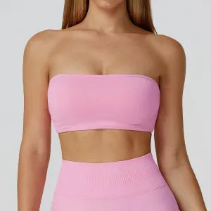 Street Style Strapless Bandeau Sport Bra Crop Sleeveless Yoga Tube Top