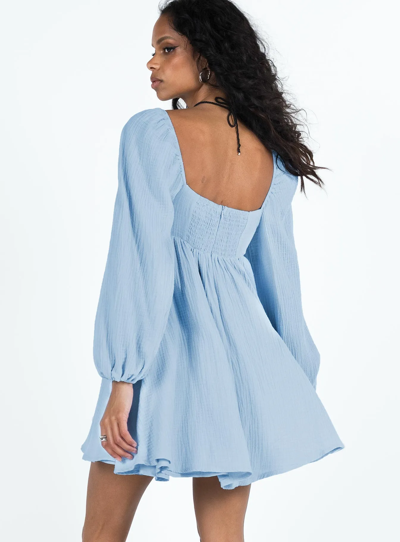 Playful design piece Lorna Long Sleeve Mini Dress Blue