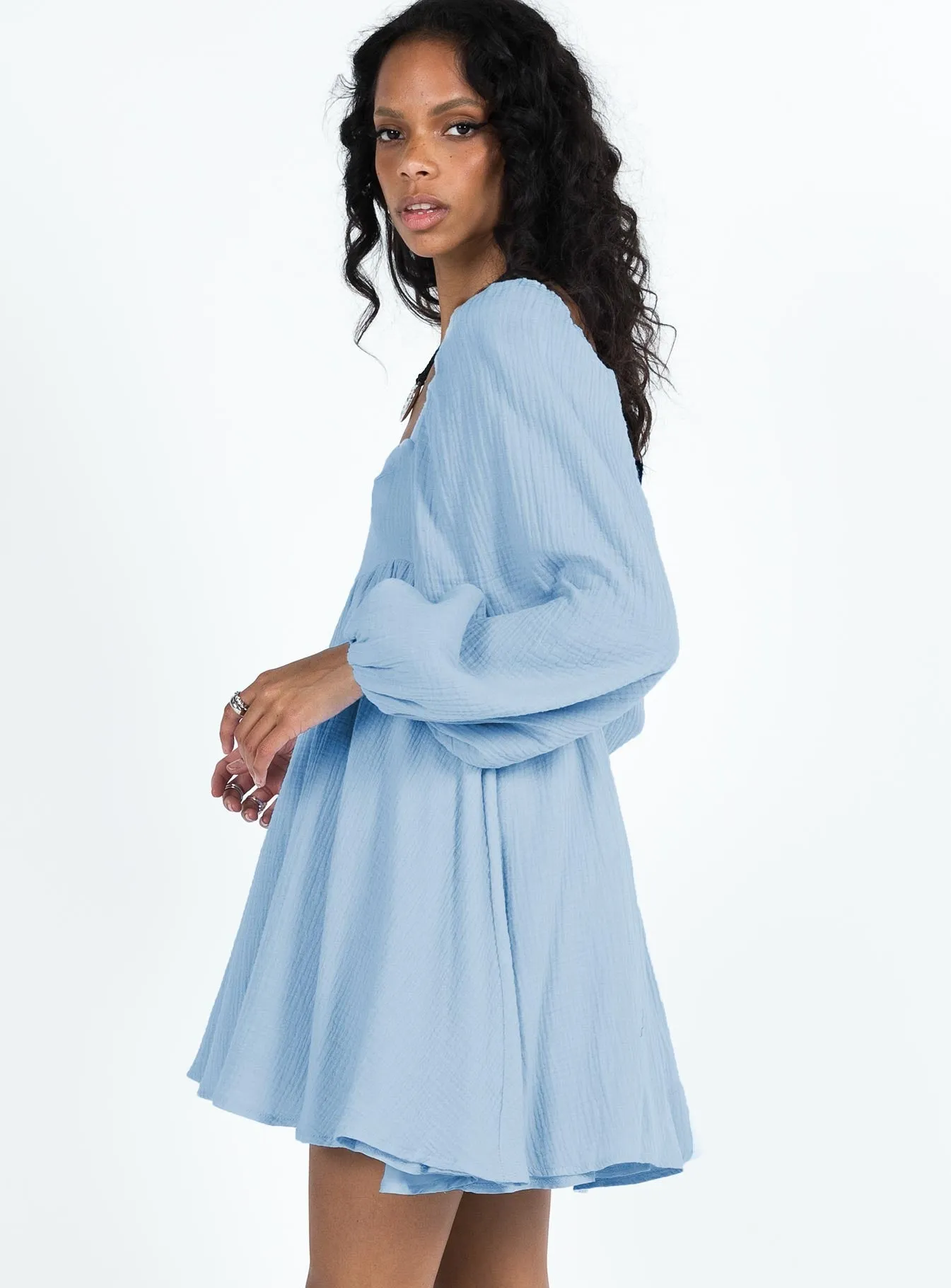 Lorna Long Sleeve Mini Dress Blue Fit Focused Effortless Wear