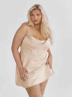 Minimalist Elegance Flattering Style Spotlight Mini Dress Champagne Curve