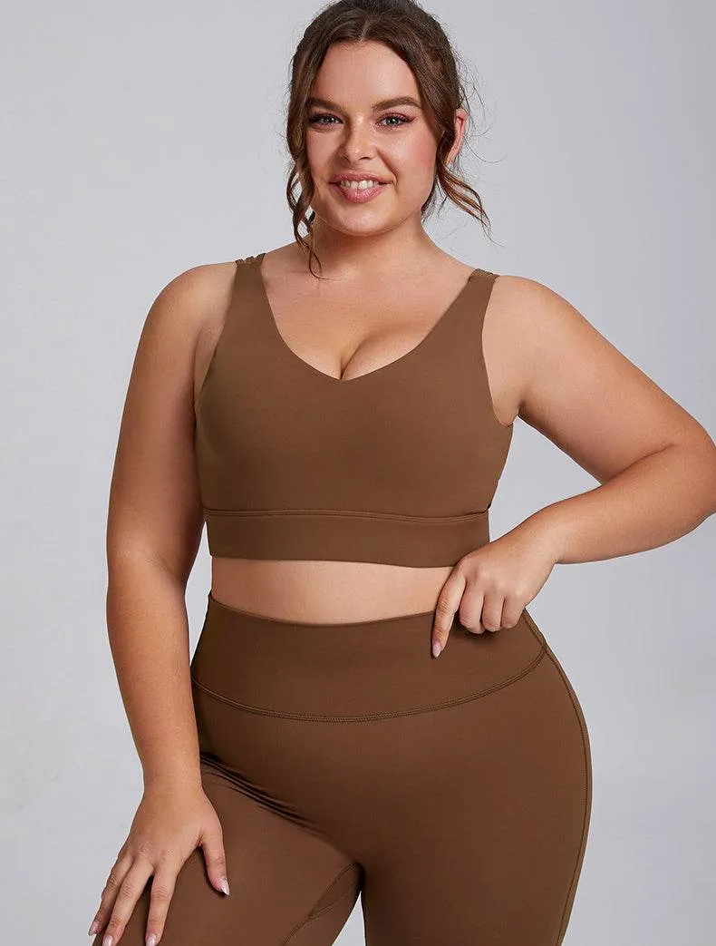 V Neck Cross Back Sports Bra Casual Fit