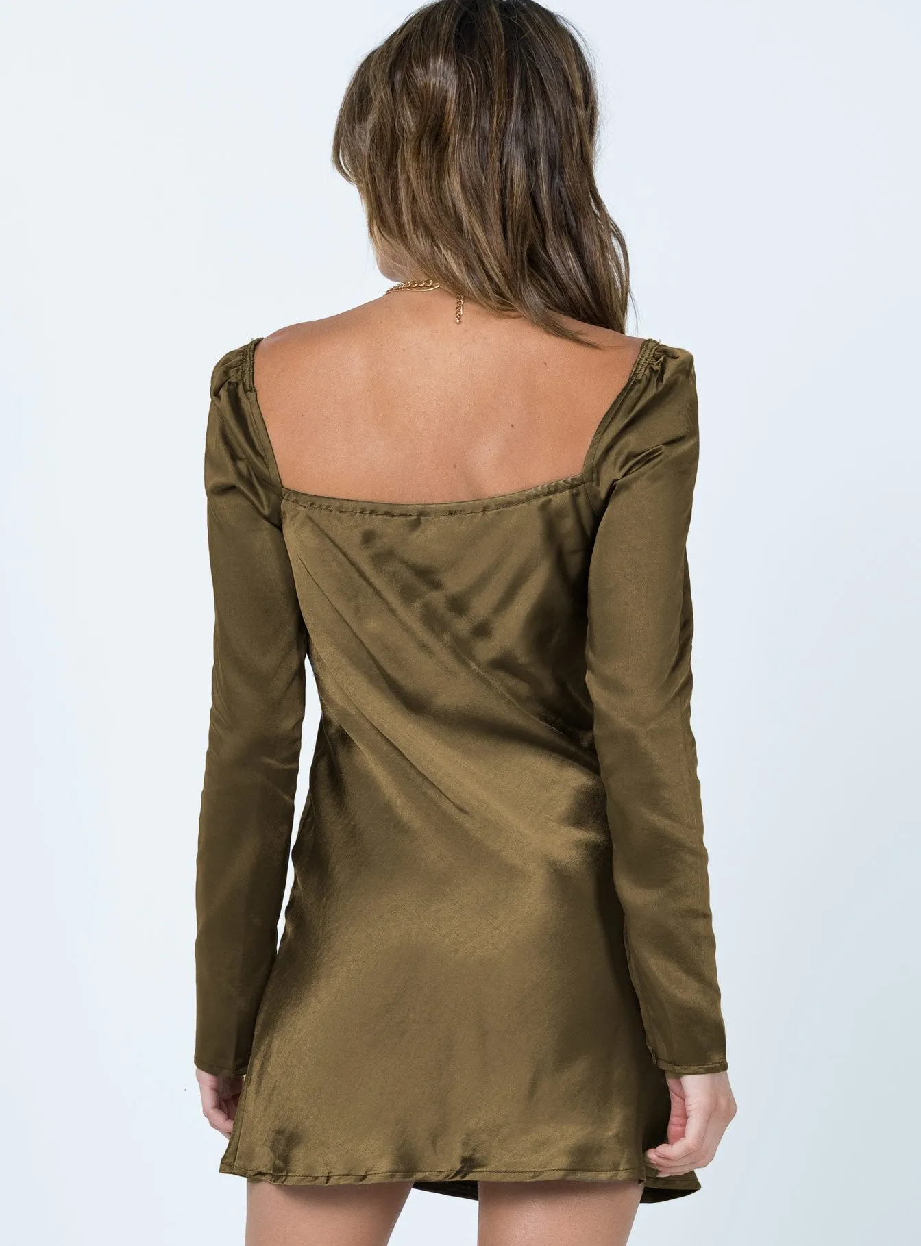 Star Power Mini Dress Khaki Smooth Feel Belt Waist