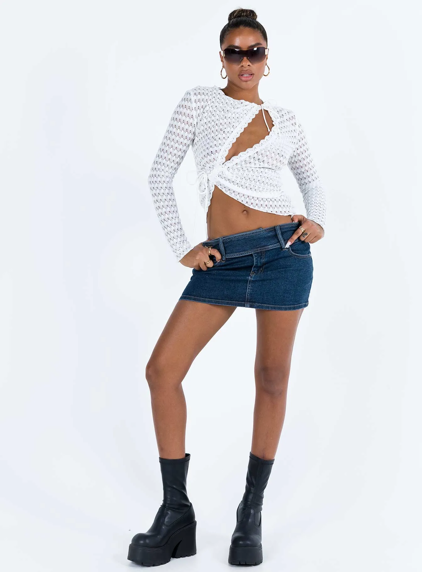 Brinkman Mini Skirt Dark Wash Denim Street Attire