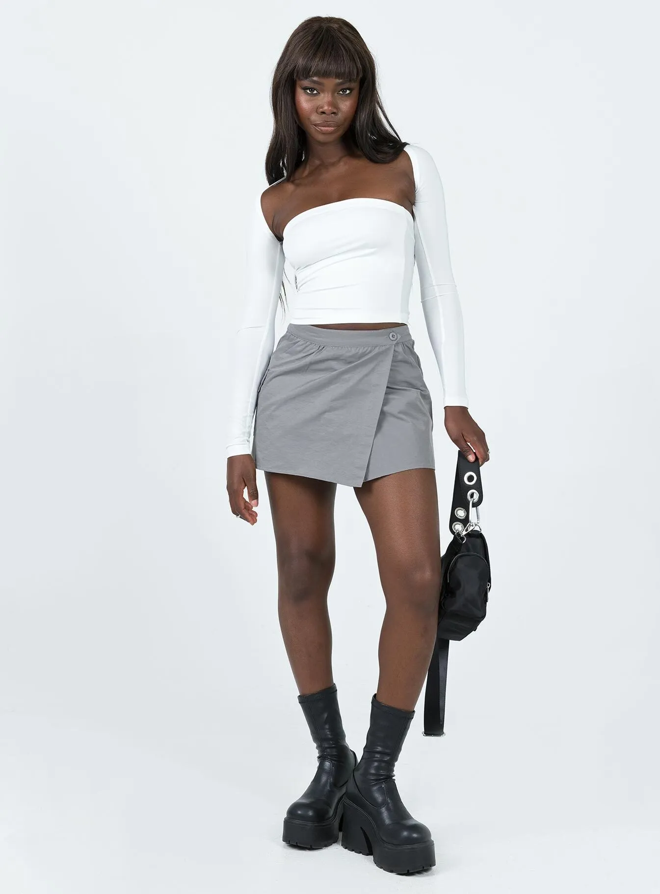 Wardrobe Basics Fresh Style Not Going Home Mini Skirt Grey
