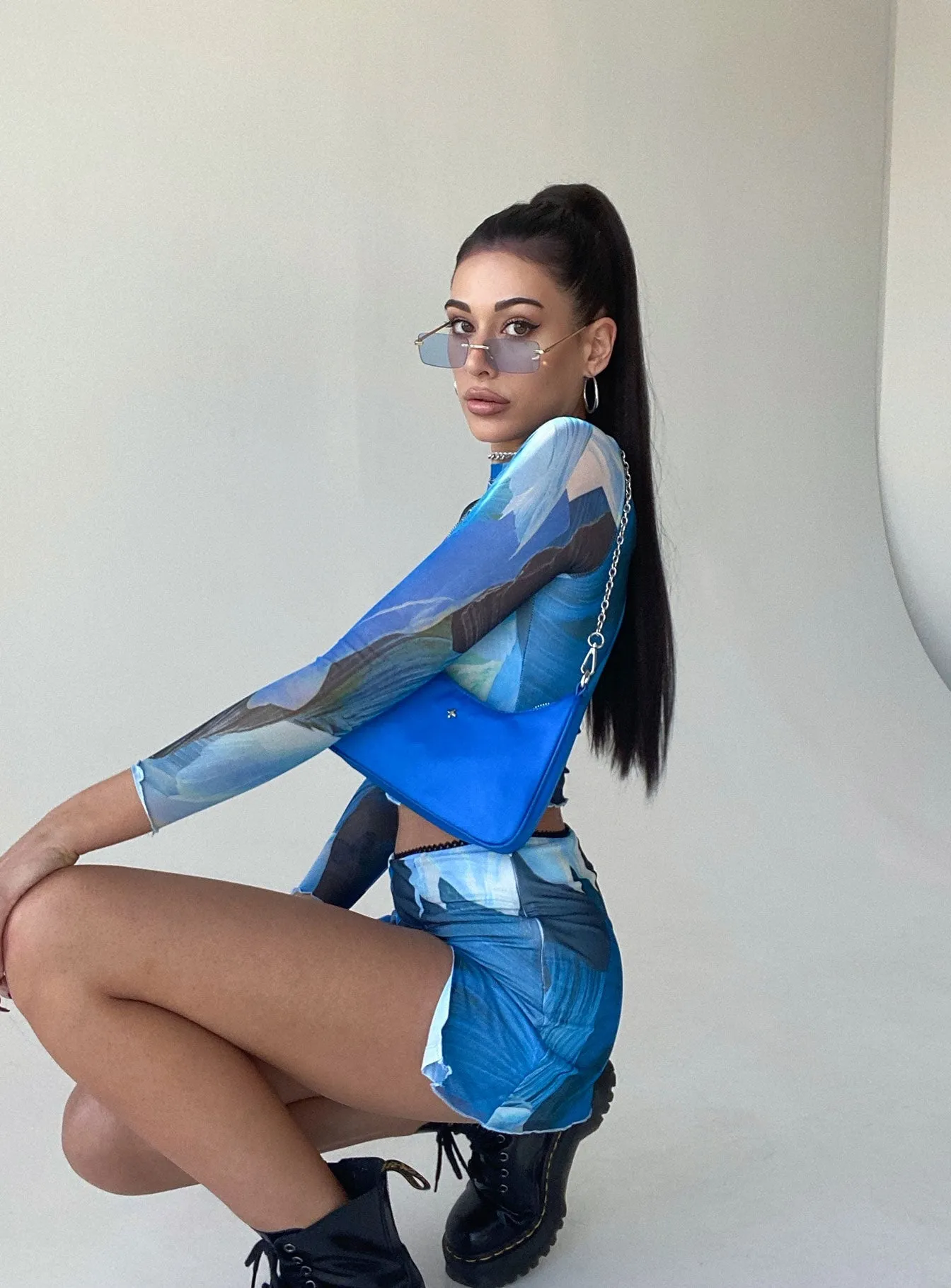 Felicity Mini Skirt Blue Outfit Diary Seamless Edging