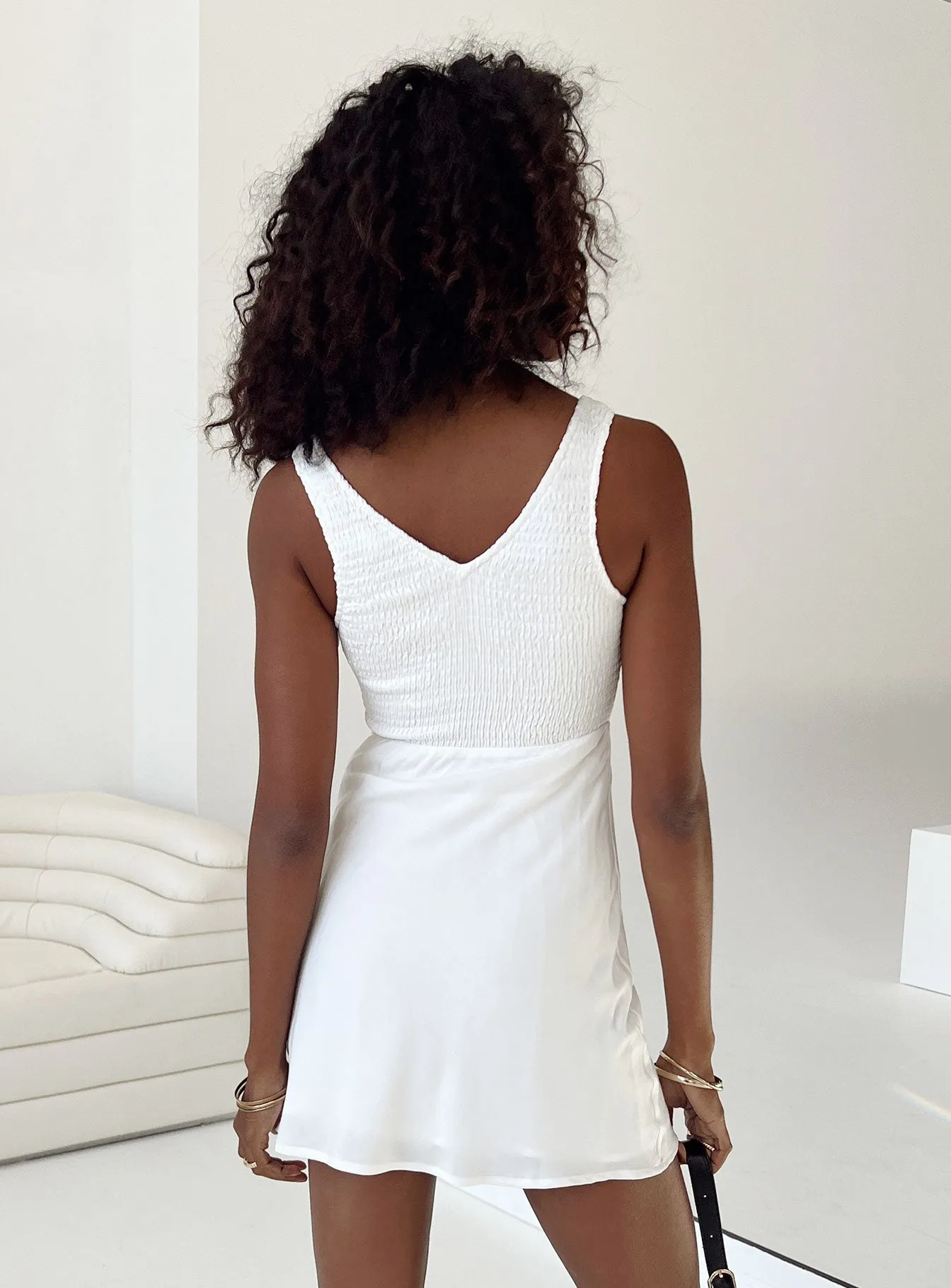Bareena Mini Dress White Color Soft