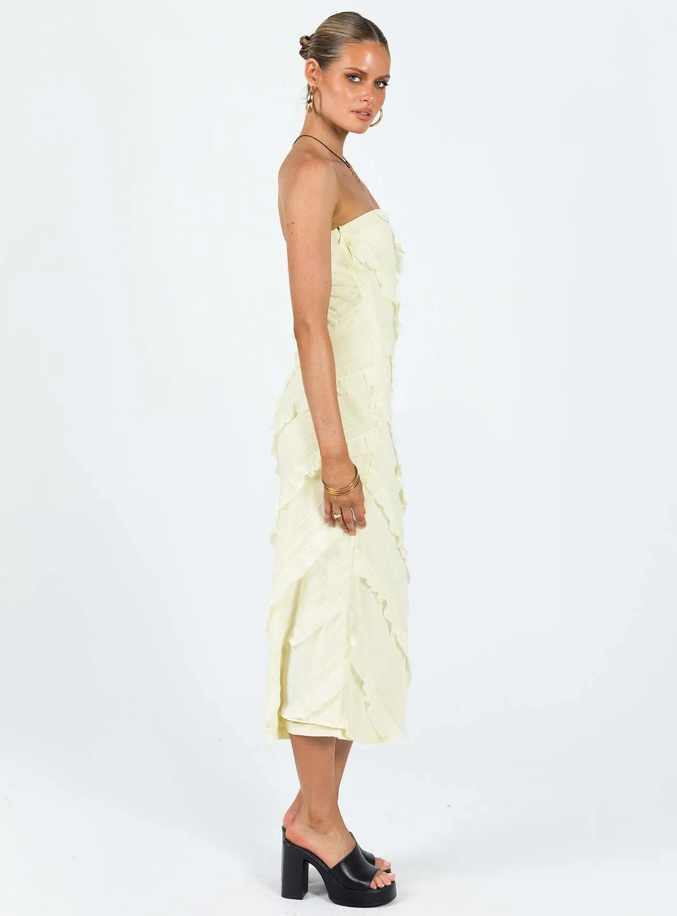 Sharp Profile Transitional-Wear Baylie Maxi Dress Yellow