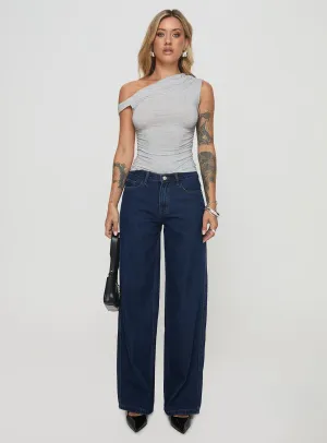 Tropical Glow Maryanne Mid Rise Straight Leg Jeans Dark Wash