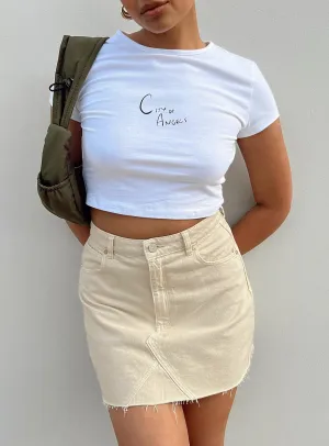 Casual Wear Simple Styling Abrand Aline Skirt Washed Ecru