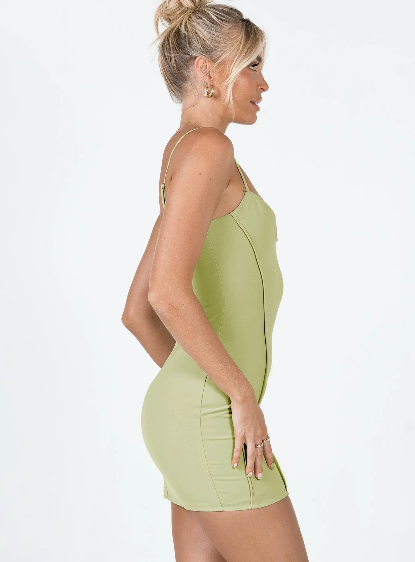 Relaxed Finish Textured Surface All About Love Mini Dress Green