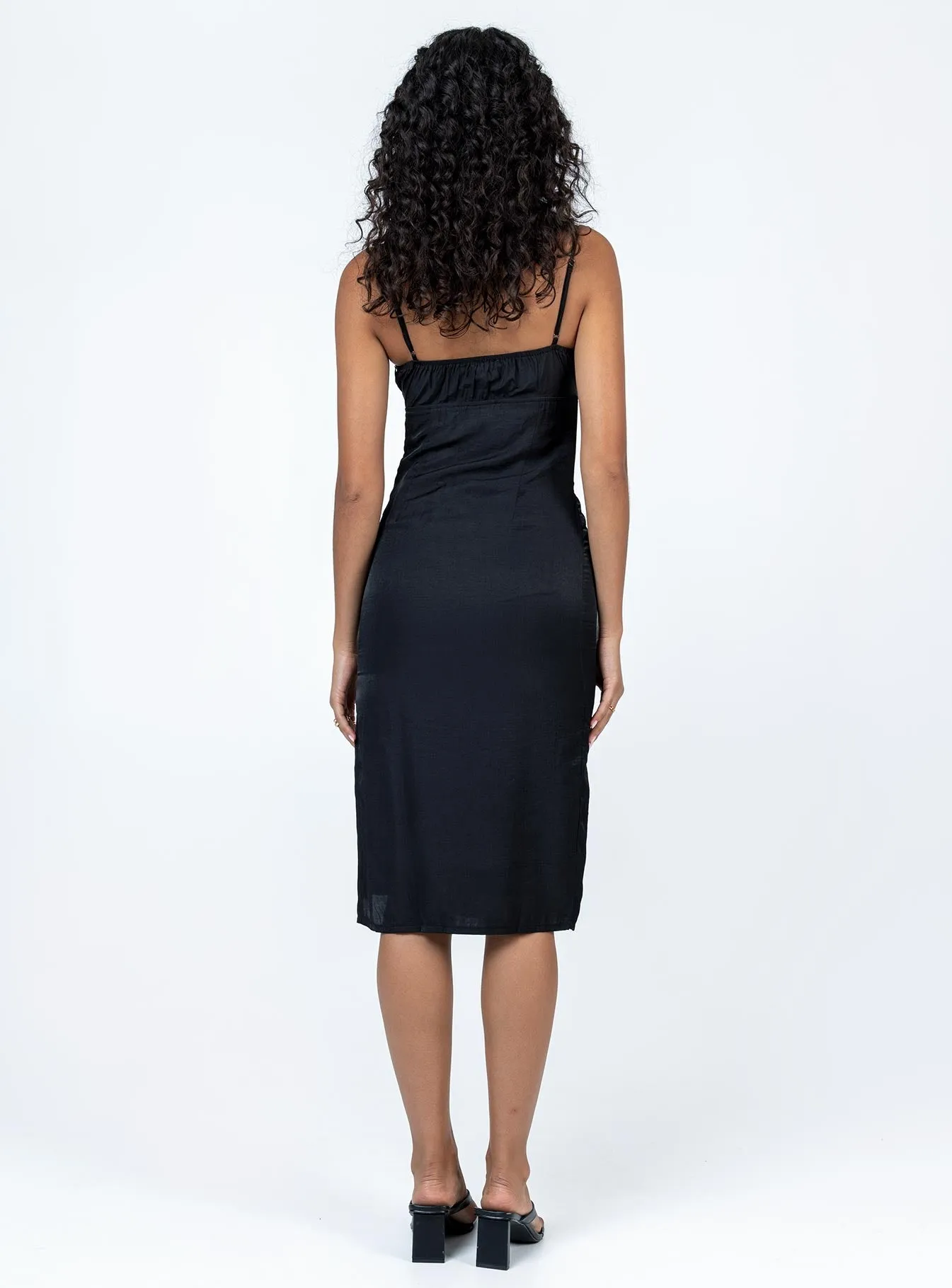 Noda Midi Dress Solid Black Brunch Fit Life Soft