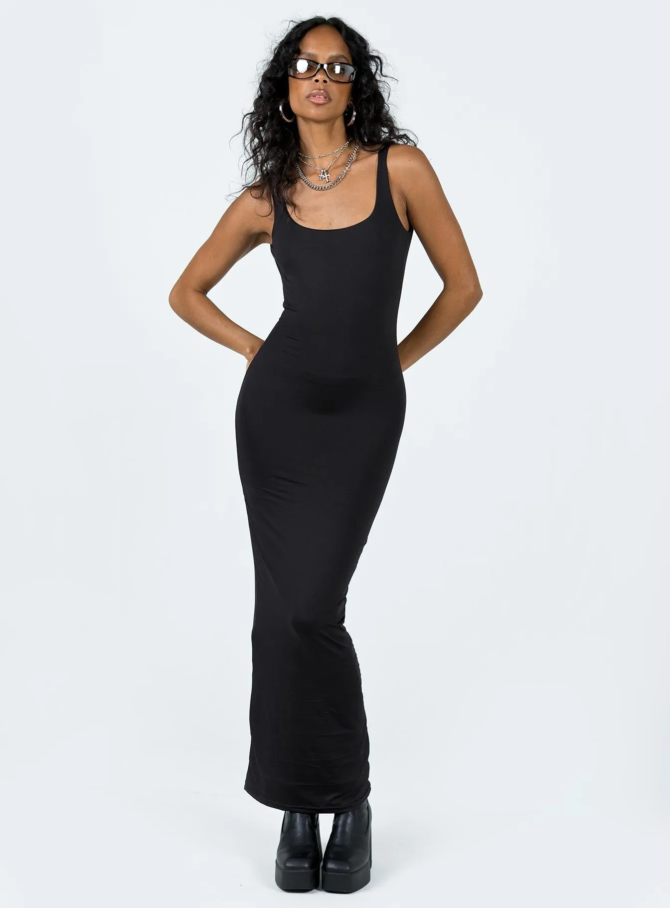 Elegant Everyday Style Moment Castling Maxi Dress Black
