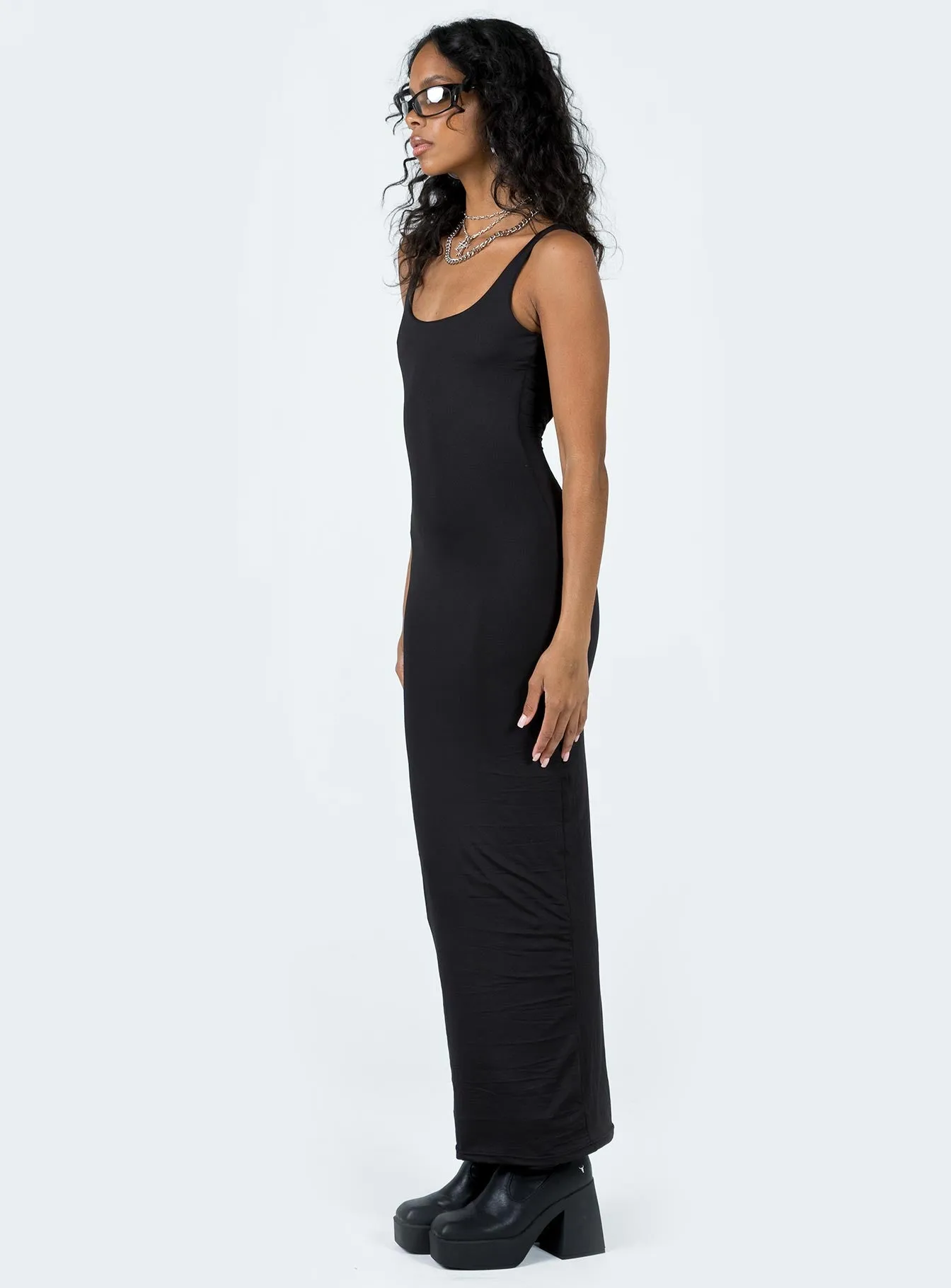Compact Fit Castling Maxi Dress Black