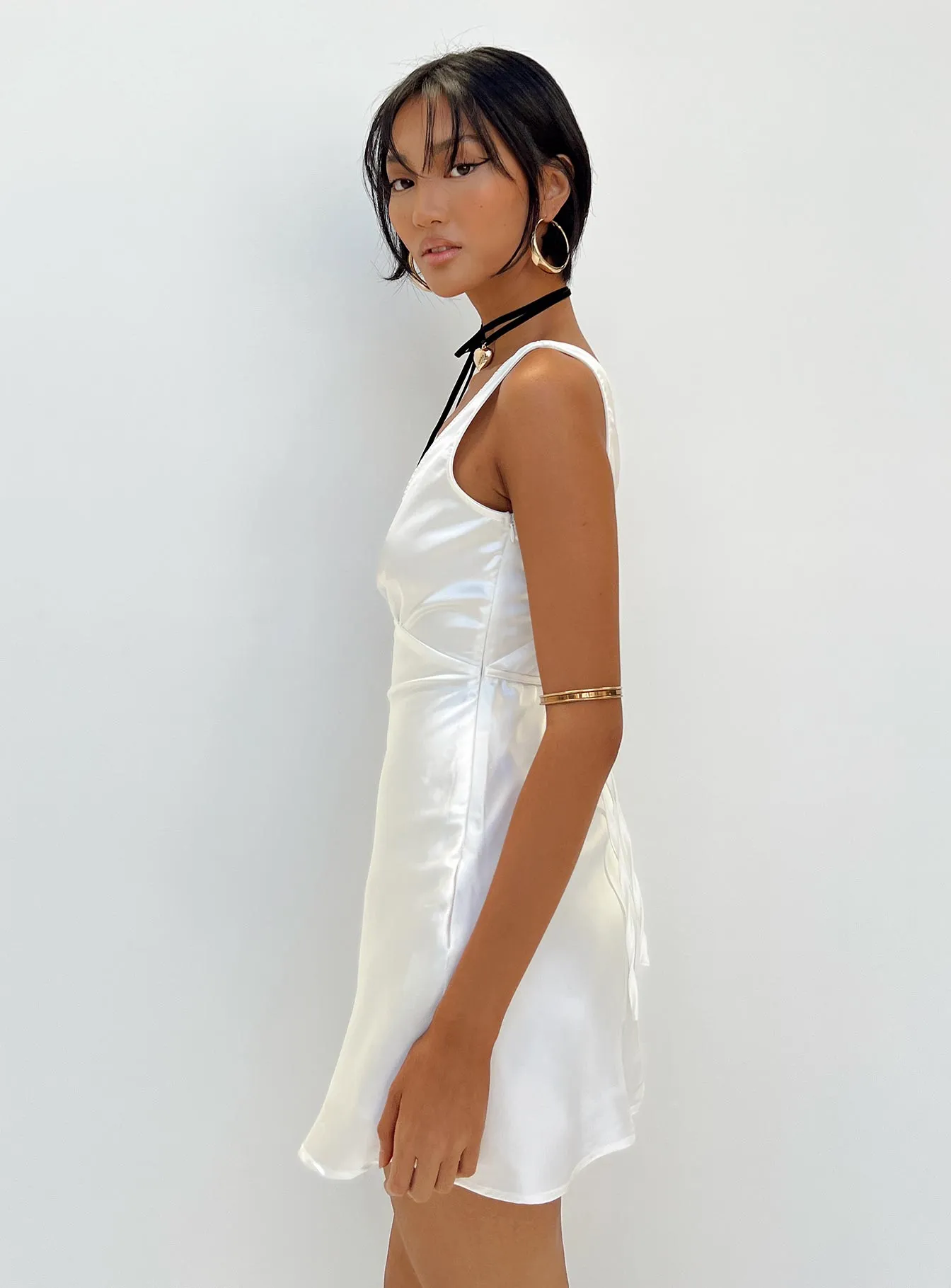 Nellie Mini Dress White Satin Chic and Cozy Wear
