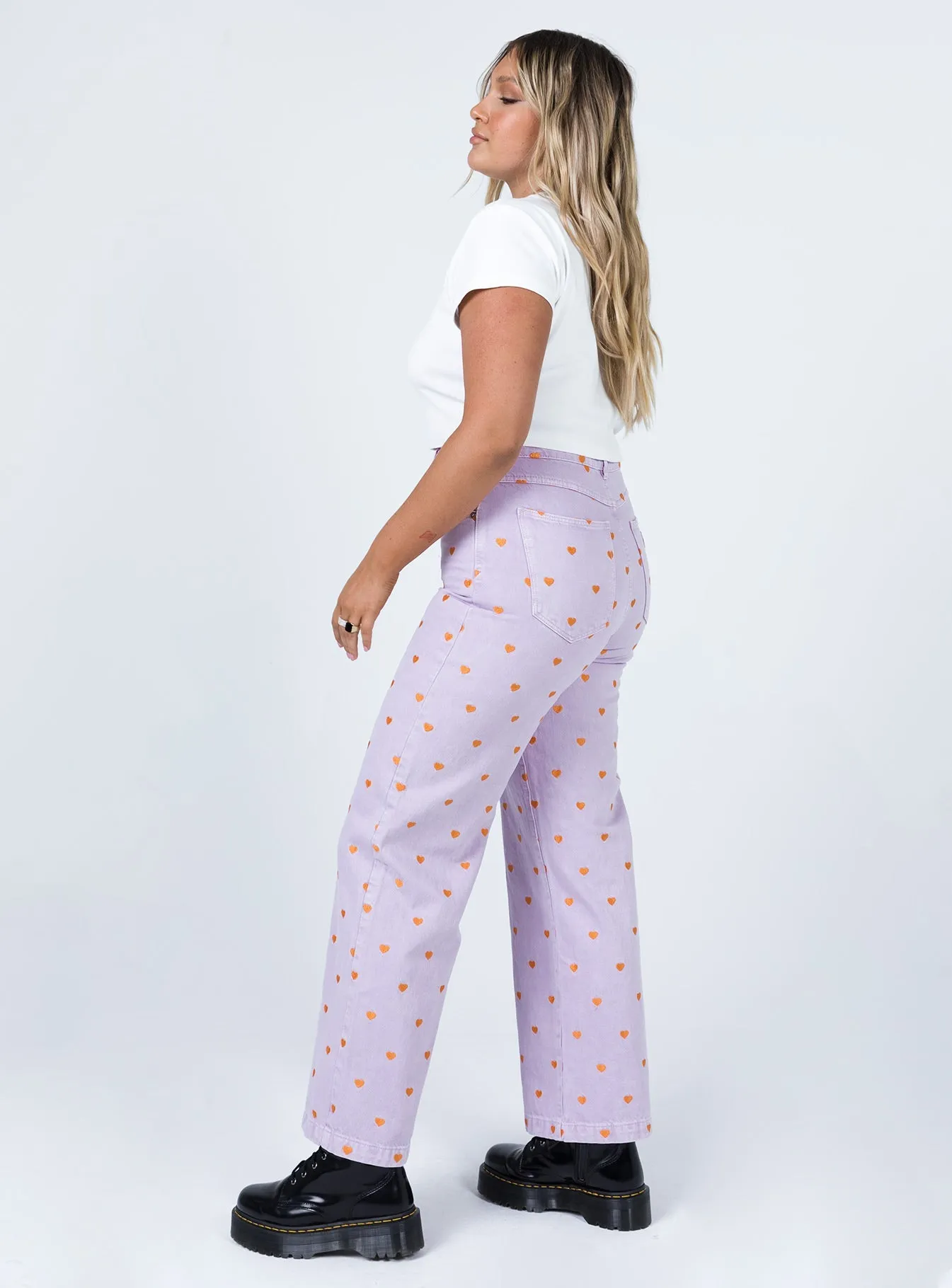 AntiClingFabric Trendy Trousers Abrand Dyspnea 94 High & Wide Lilac Heart