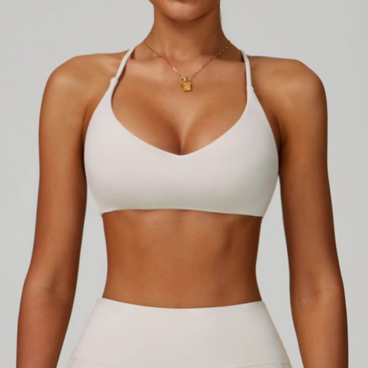 Spaghetti Straps Cross Back Sports Bra Chic Design