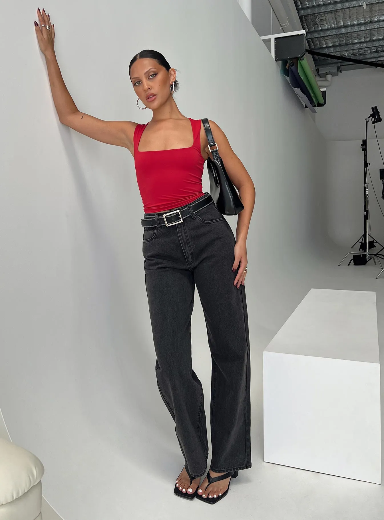 DoubleLayered Structure Abrand Carrie Jeans Teri Wash Black