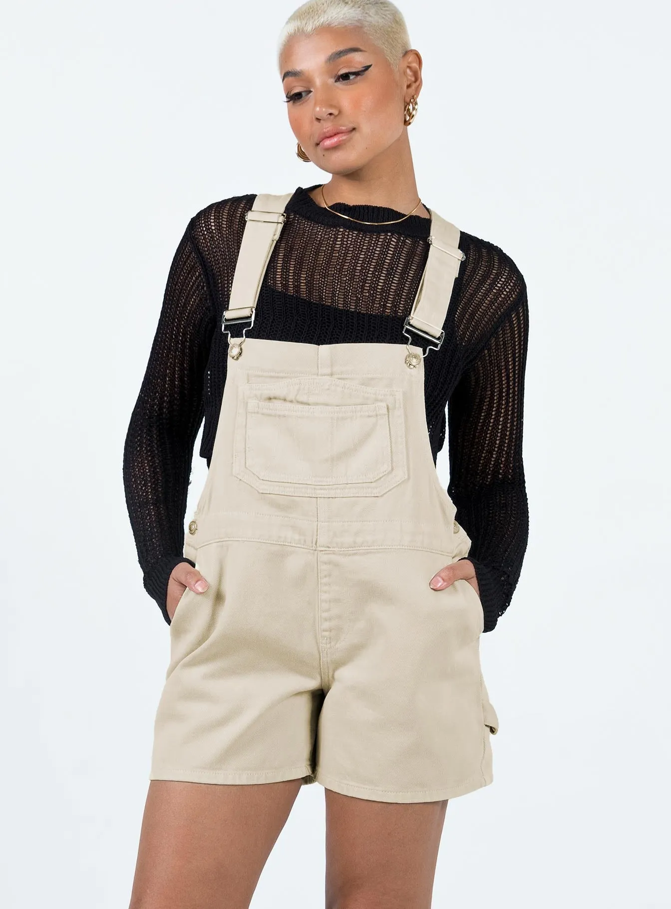 Foresta Oversized Overalls Cream Office Model