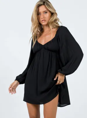 Edgy Look Scalloped-Edge Bettie Mini Dress Black