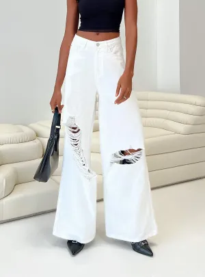 Casual Sweater Chavez Wide Leg Jeans White Denim