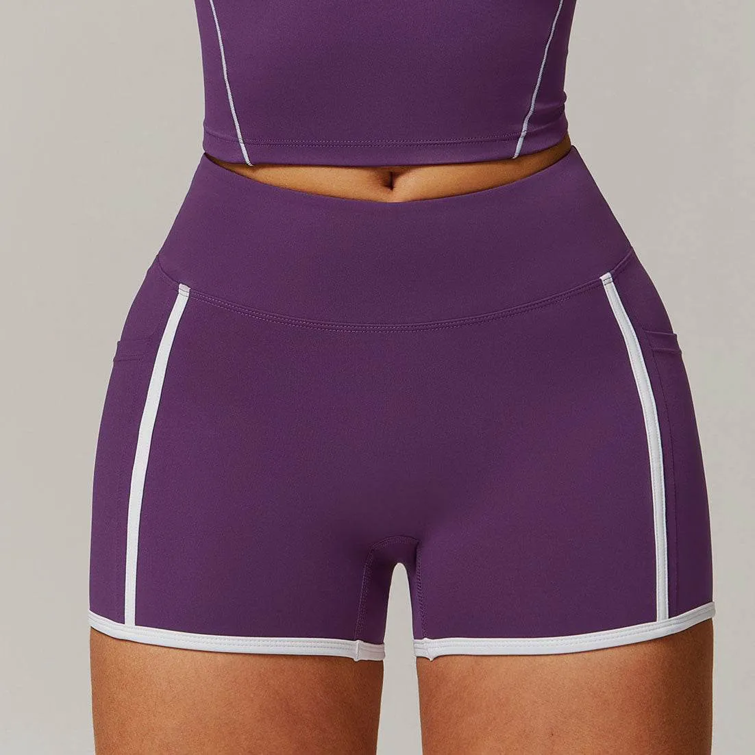 High Waist Stretch Fitness Shorts Airflow Mesh Panels Sporty Dress
