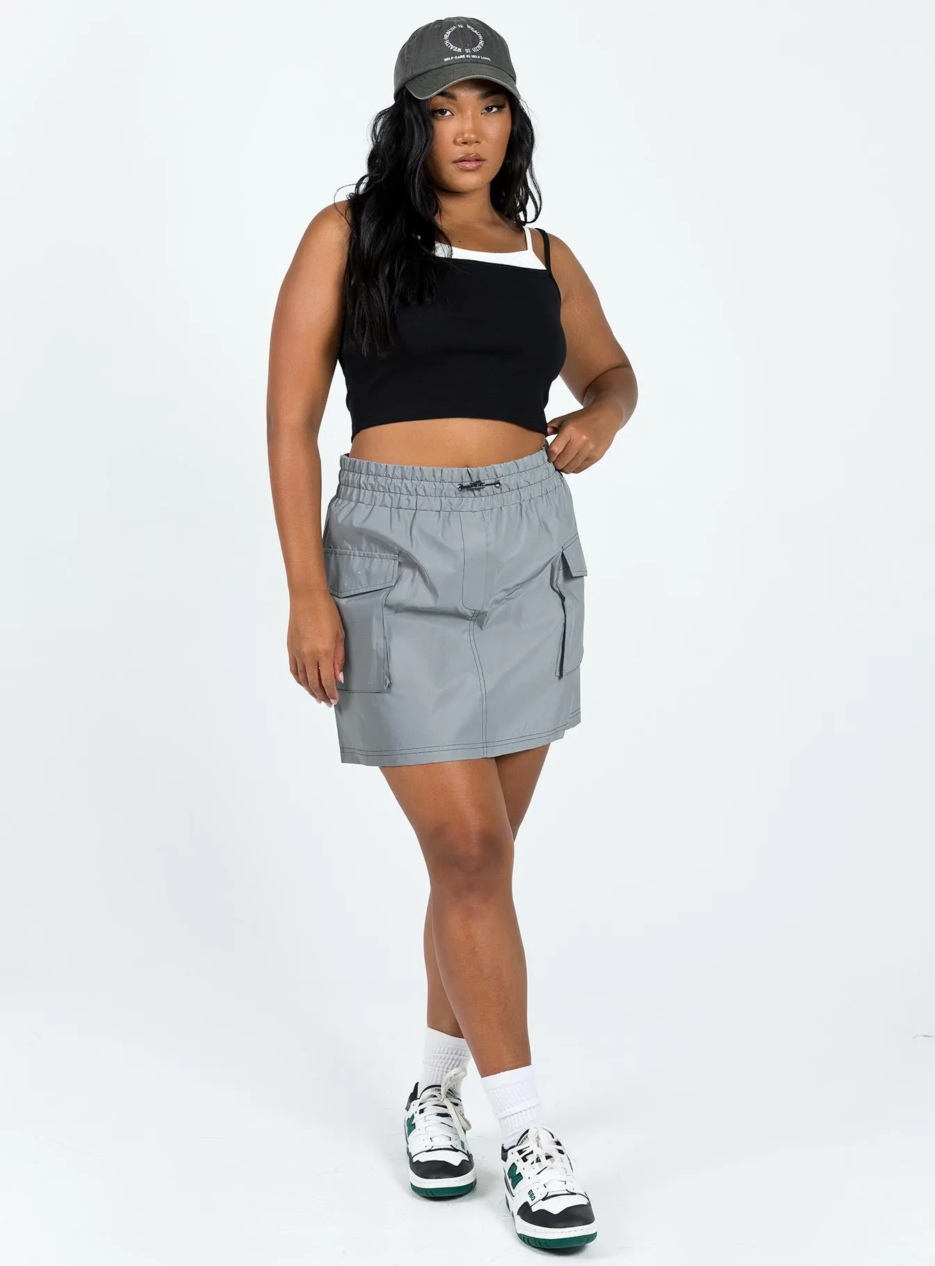 Leyana Cargo Mini Skirt Grey Chic Fit