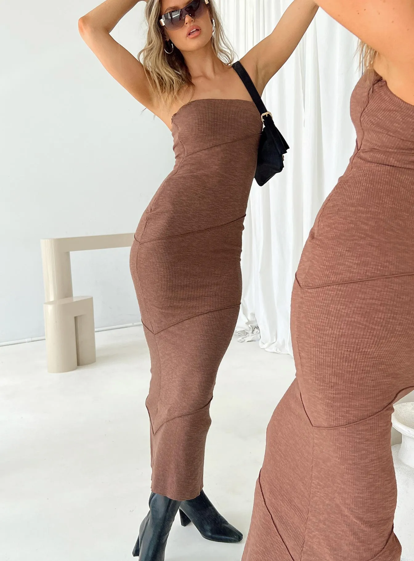 Oscar Midi Dress Brown UVProtectiveLayer Elegant brunch outfit