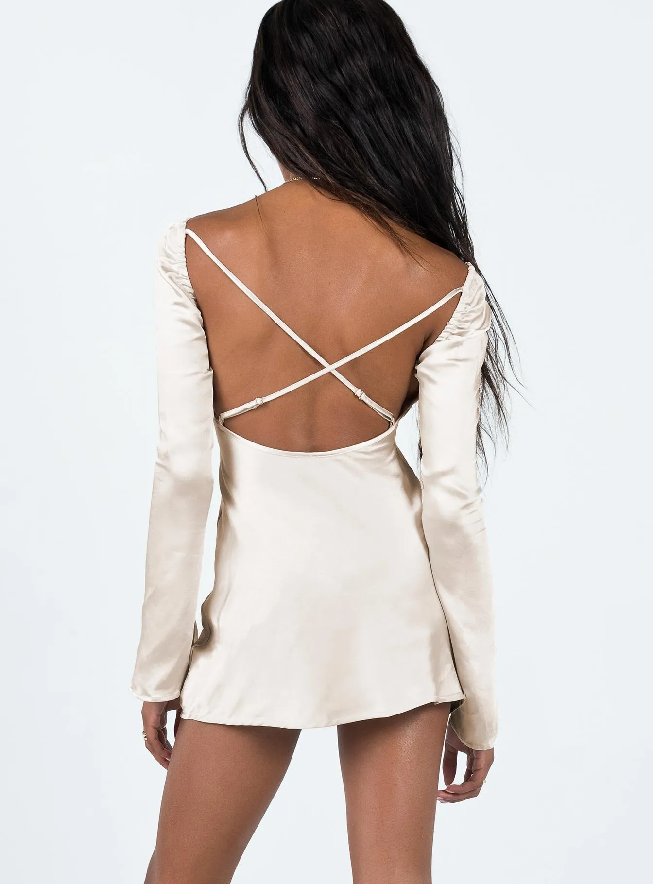 Wallum Long Sleeve Mini Dress Champagne Easy Fit Light Base