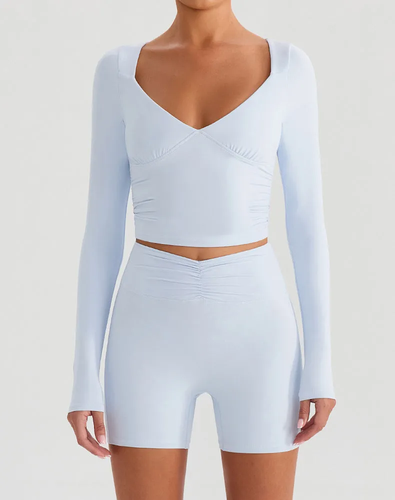 Long Sleeve Slim Fit Tops Fall T-Shirt with Thumb Holes FourWay Stretch