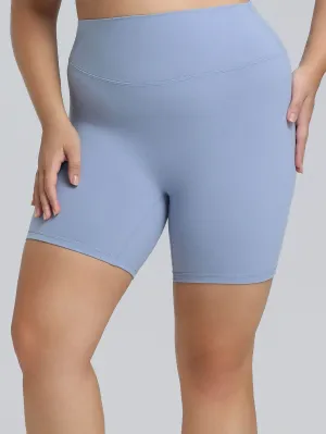 Plus Size High Waist Yoga Shorts Translucent Soul Relaxed Style
