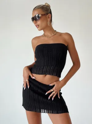 Adjustable Ties Cruise Attire Macaulay Knit Mini Skirt Black