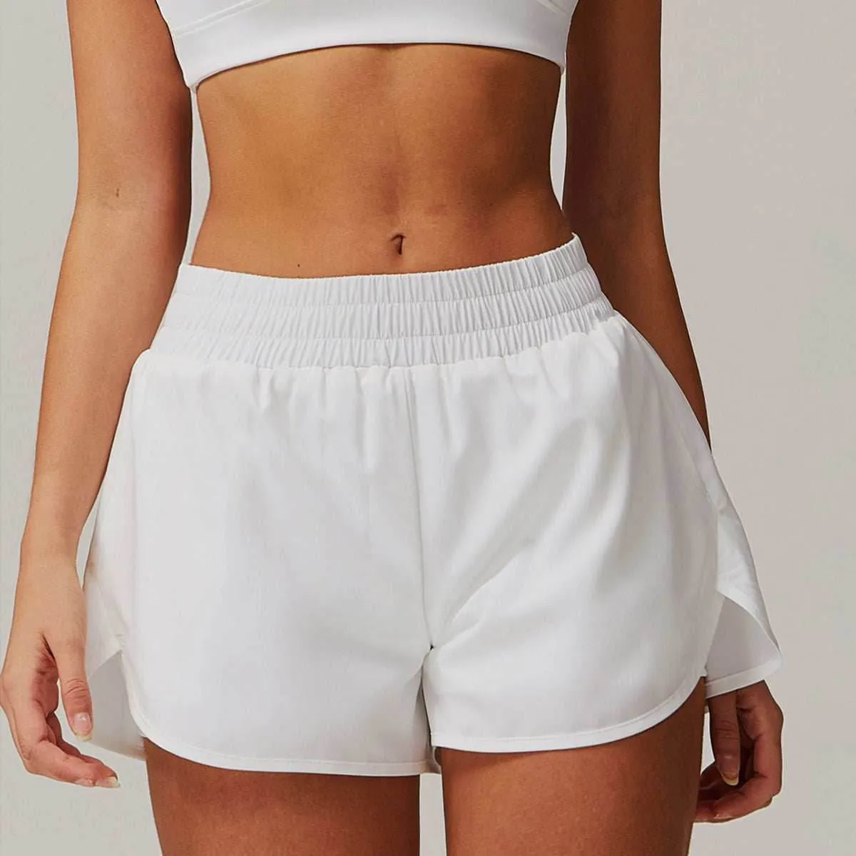 Pure Color High Waist Sports Short With Pockets Casual Day