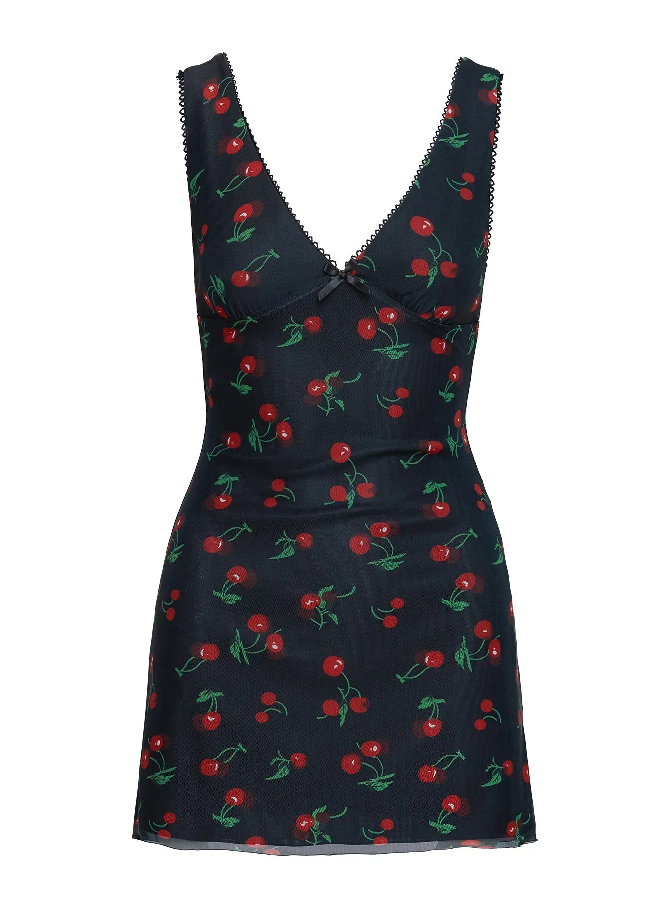 Rosaria Mini Dress Black / Cherries Organic-Fabric