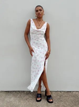 Relax Draping Asbyn Maxi Dress White Floral
