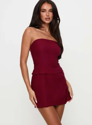 Nutmeg Strapless Mini Dress Burgundy Vibrant Form