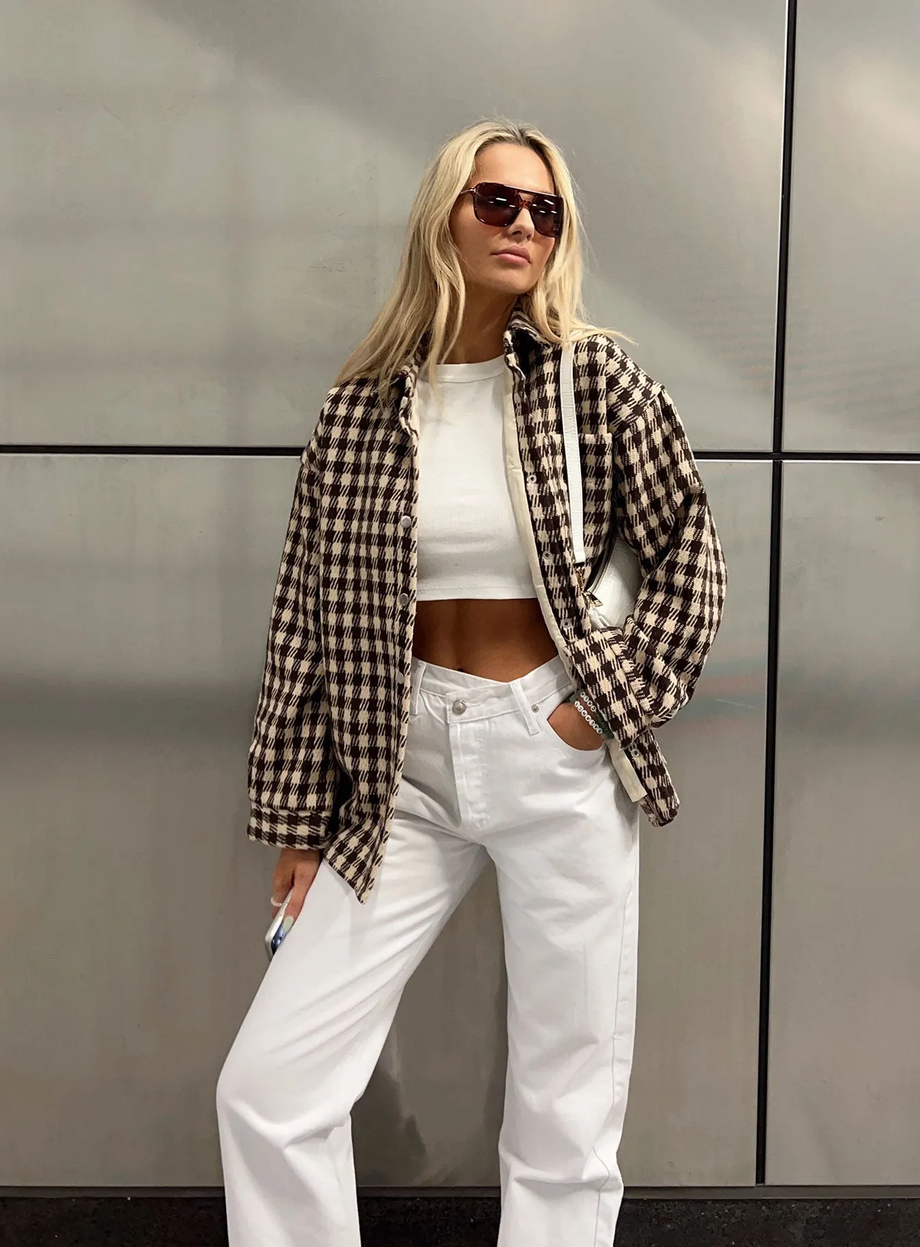 Holly Asymmetric Straight Leg Jeans White Denim Casual Bottoms Street Wear