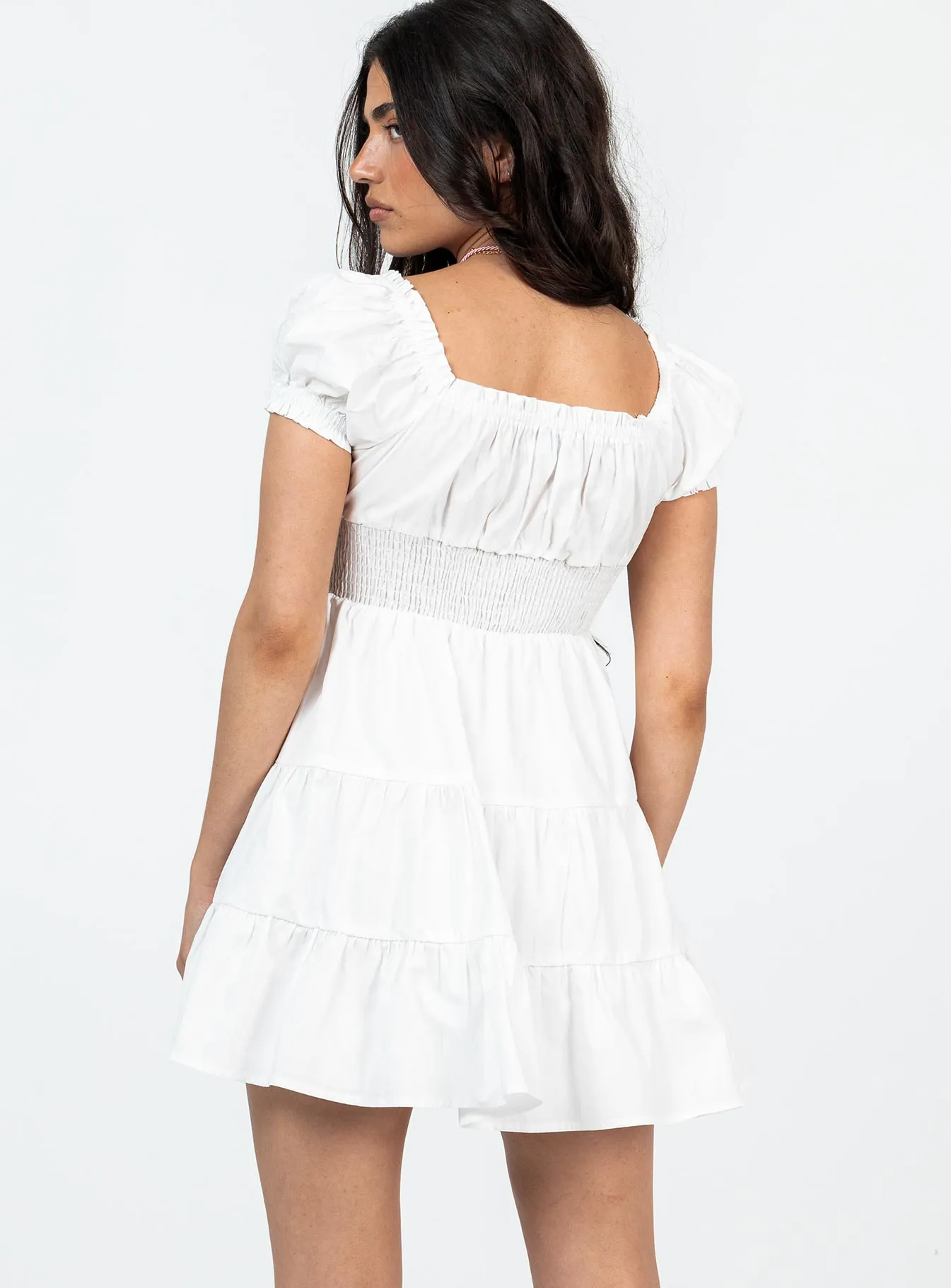 Daniela Mini Dress White Petite Move Free Velvet-Edge