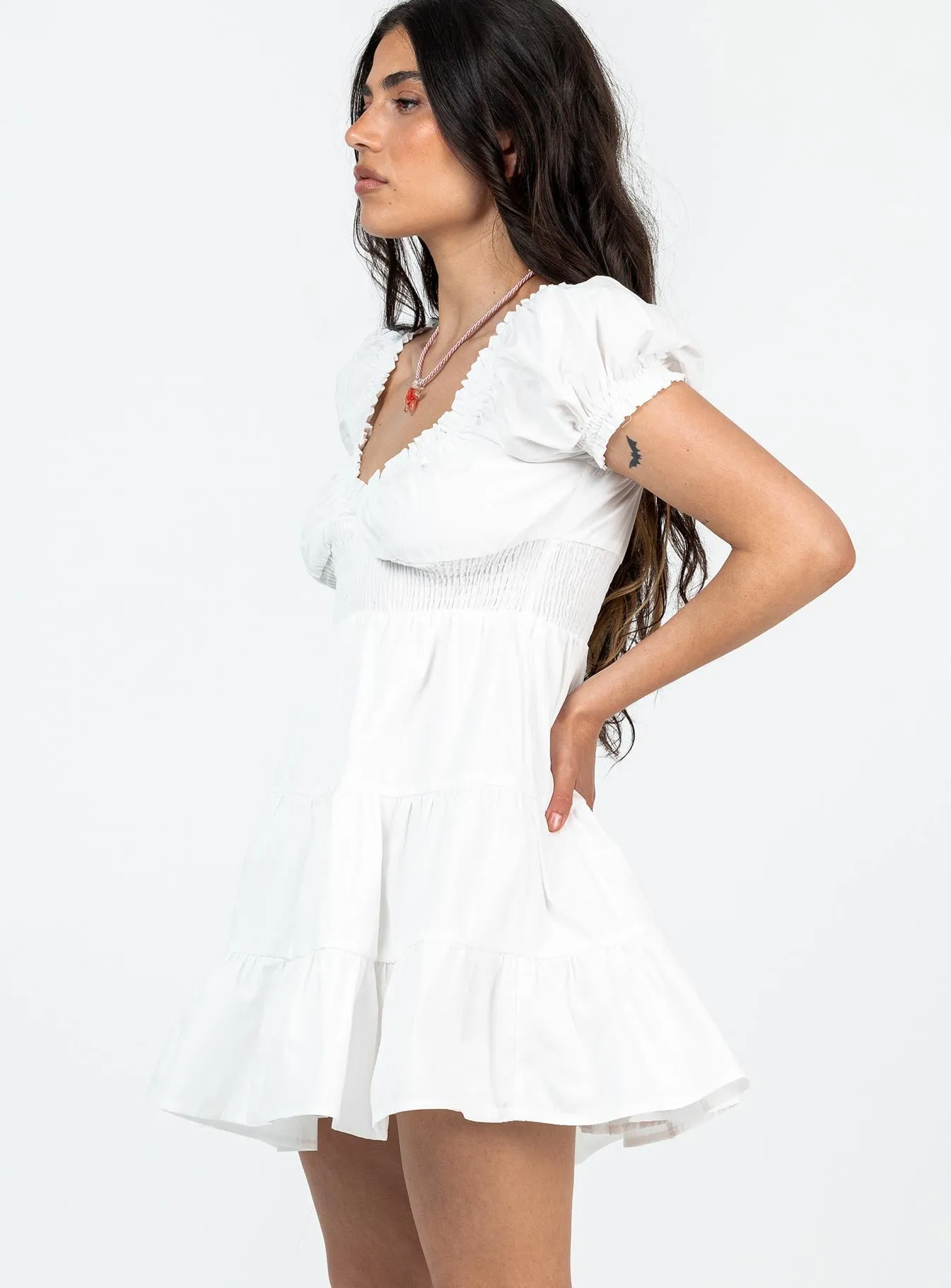Silky Silhouette Padded-Bust Daniela Mini Dress White Petite