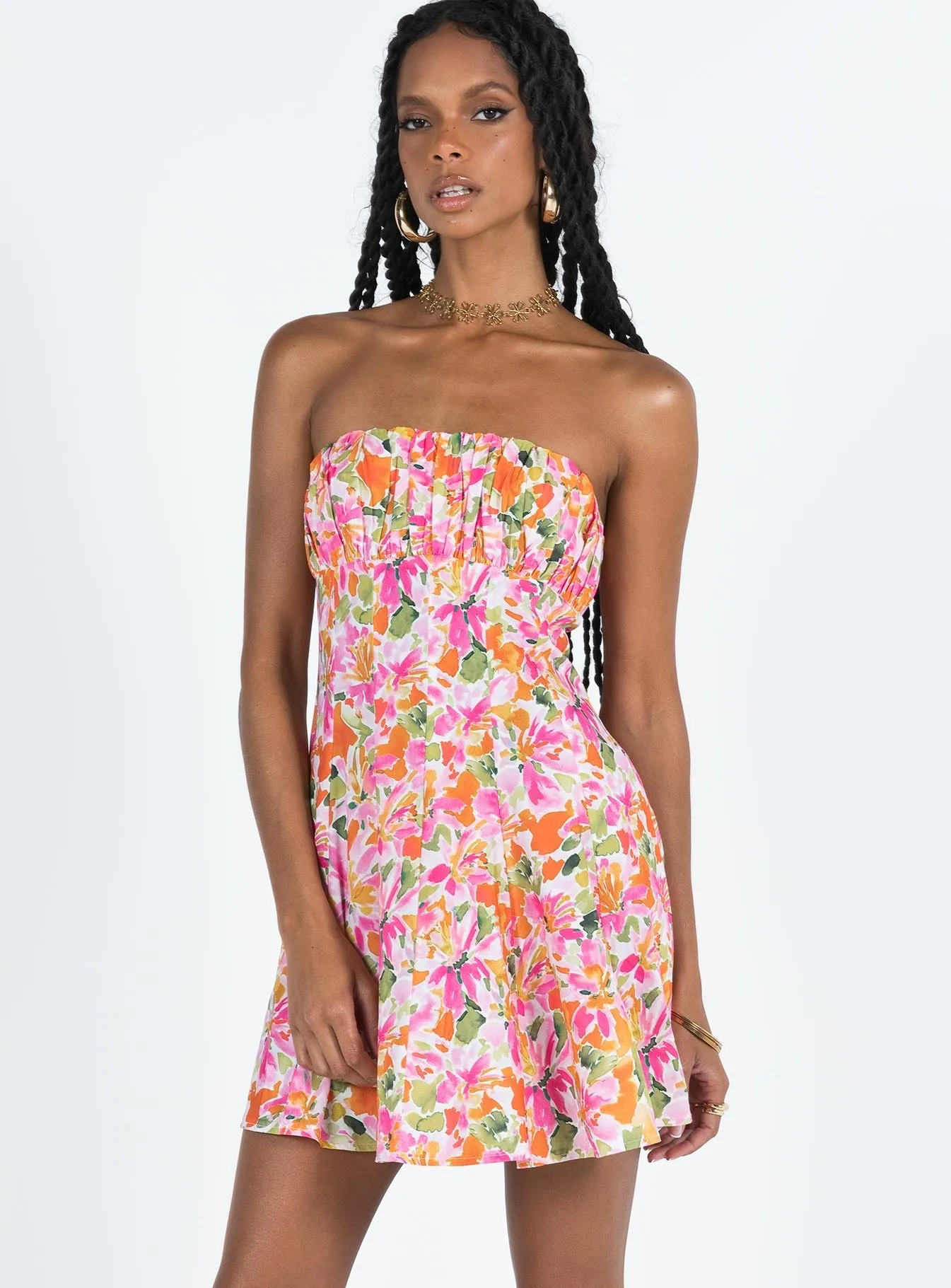 Natural Aesthetic Largo Strapless Mini Dress Multi