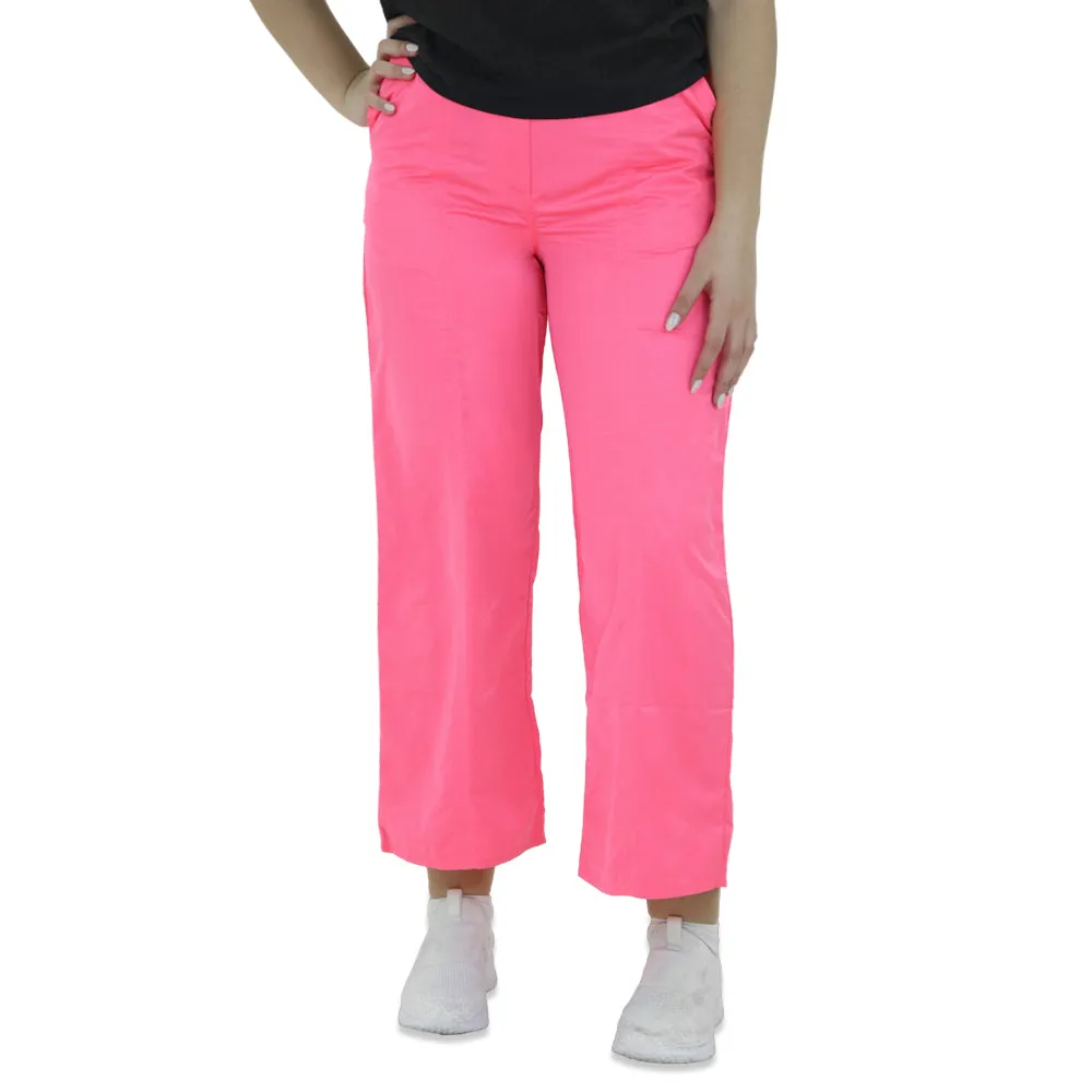 Women's Casual Pant With Belt,Neon Pink Tagless Design Cozy Stretch