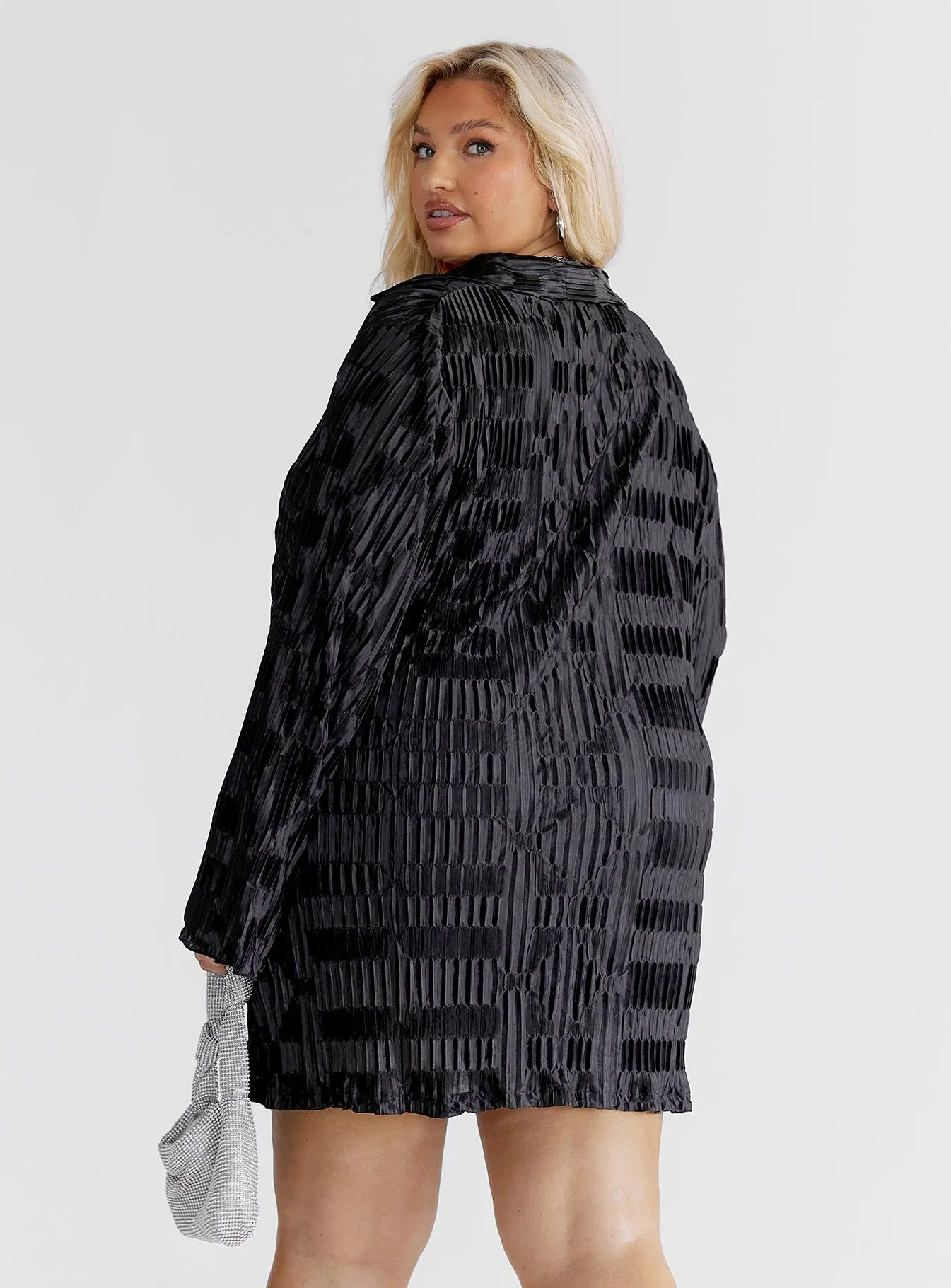 Flare Breeze Comfortable Waistband Lila Shirt Dress Black Curve