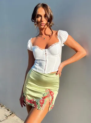 Kenzie Mini Skirt Green No Ride Up Synthetic Blend